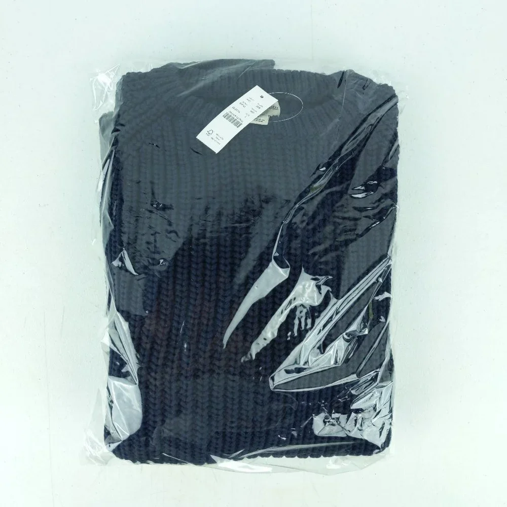 NWT J Crew Shaker Stitch Knit Chunky Heavy Fisherman Sweater in Indigo Blue - Picture 2 of 2